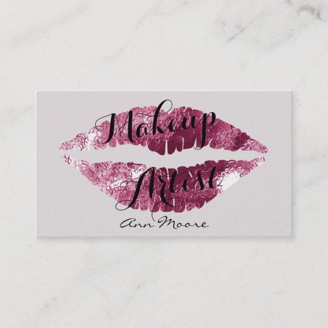 Make-upkünstler-Stylist bilden Lippen Visitenkarte (Vorderseite)