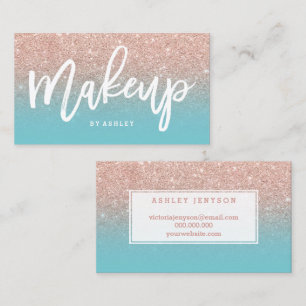 Make-upkünstler-Typografie-Rosengoldrobbin Eiblau Visitenkarte
