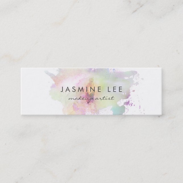 Make-upkünstler Watercolor des Chic lila Budget Mini Visitenkarte (Vorderseite)