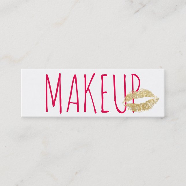 Make-upkünstler-zacken Minimalistische Goldlippen Mini Visitenkarte (Vorderseite)