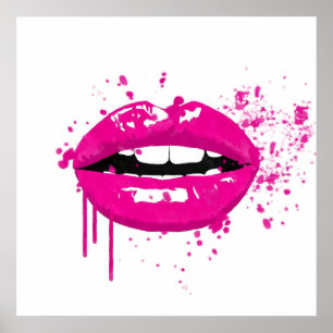 Make-uplippenkußrosa des Mode-Glamours trendy Poster