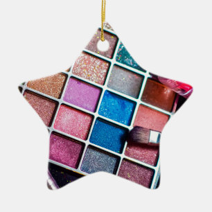Make-uppalette und Bürsten - Schönheits-Druck Keramikornament