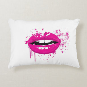 Make-uprosa-Lippenkuß des Mode-Glamours trendy Zierkissen