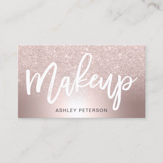 Make-upRosengoldGlitter ombre metallische Folie Visitenkarte (Vorderseite)