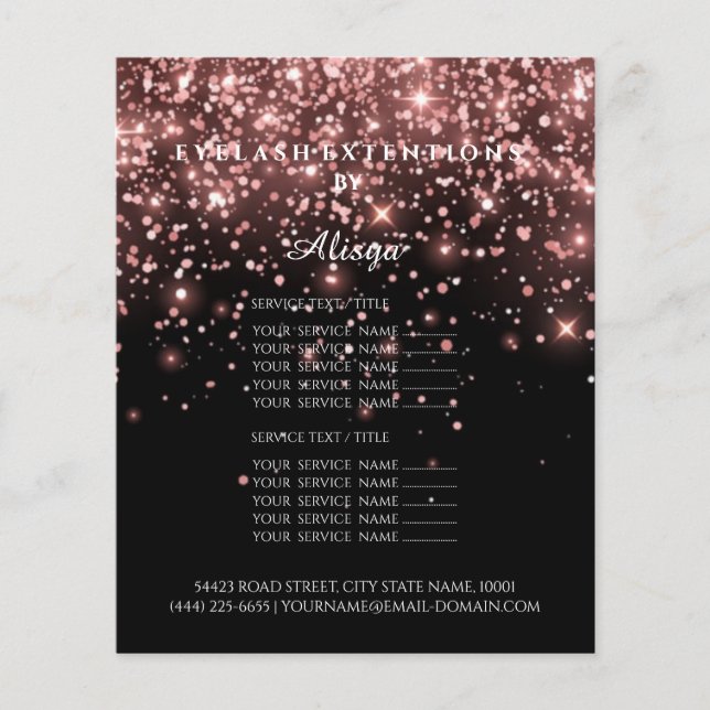 Make-upschönheits-Salon-Rosa-Glitzer-Preisliste Flyer (Vorne)