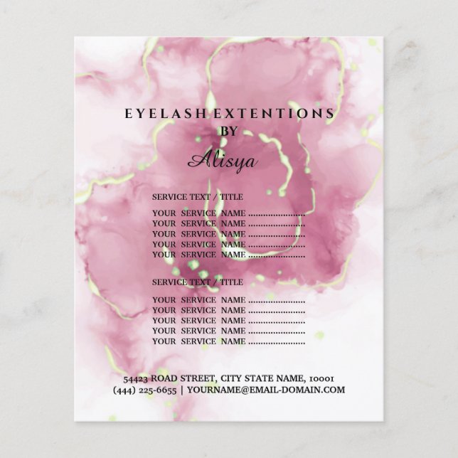 Make-upschönheits-Salon-Rosen-Glitzer-Preisliste F Flyer (Vorne)