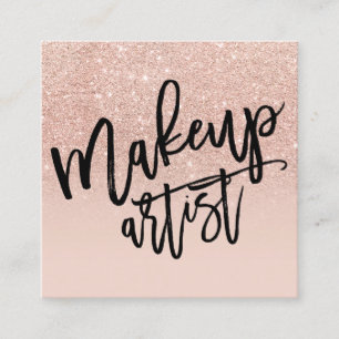 Make-uptypographie-Rosen-GoldGlitter erröten Rosa Quadratische Visitenkarte