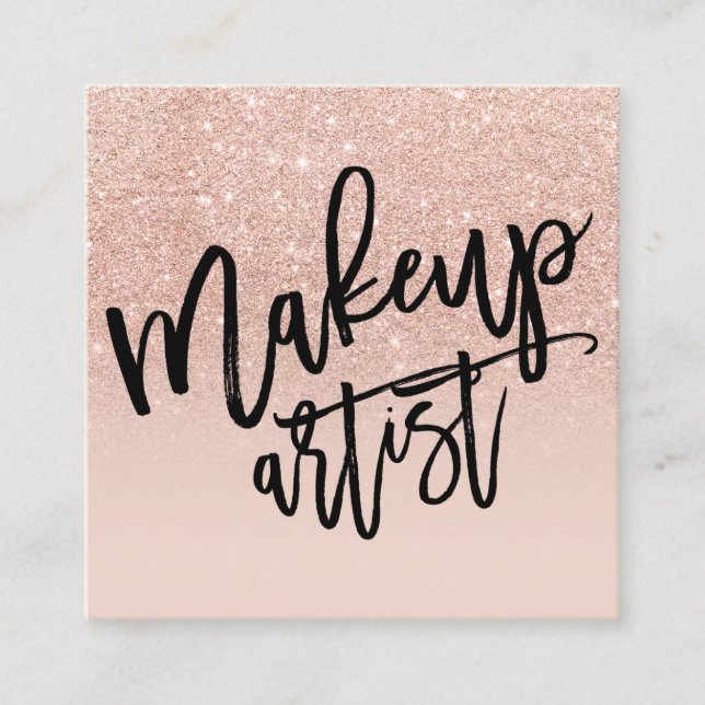 Make-uptypographie-Rosen-GoldGlitter erröten Rosa Quadratische Visitenkarte (Vorderseite)
