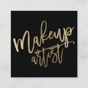 Make-uptypographiegoldschwarzsozialmedien Quadratische Visitenkarte