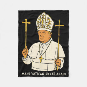 Make Vatican Great Again Lustiger Papst Trump Retr Fleecedecke
