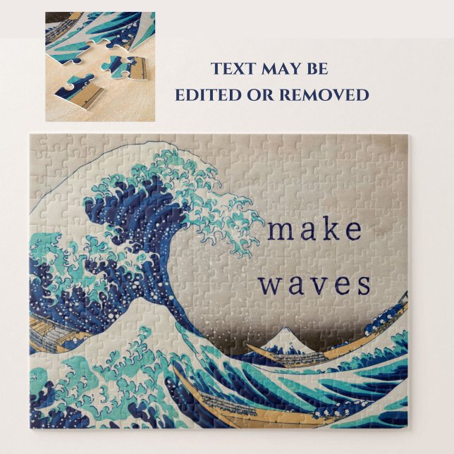"Make Waves" Hokusai Vintage japanische Kunst (This jigsaw puzzle features "The Great Wave off Kanagawa," beautiful vintage Asian art by Hokusai.)