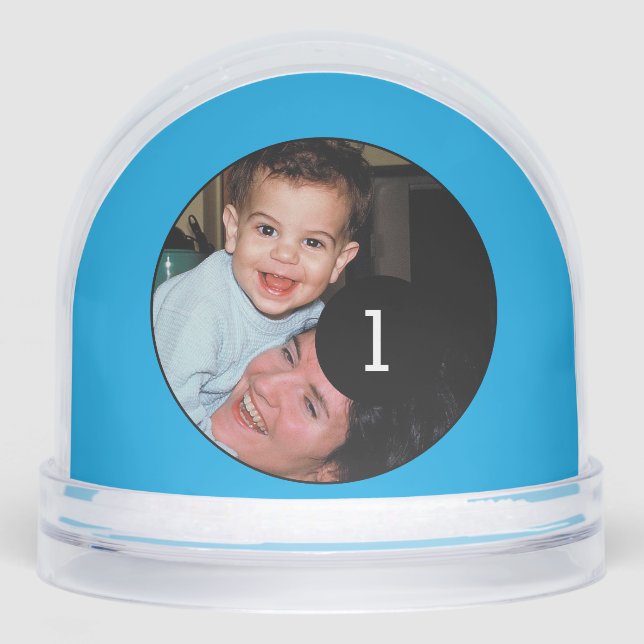 Make Your Own photo globe two pictures Blue Schneekugeln (Vorderseite)