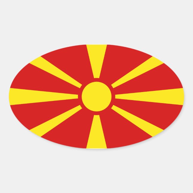 Makedonien Flag Oval Sticker (Vorderseite)