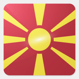Makedonien-Hochglanzflagge Quadratischer Aufkleber