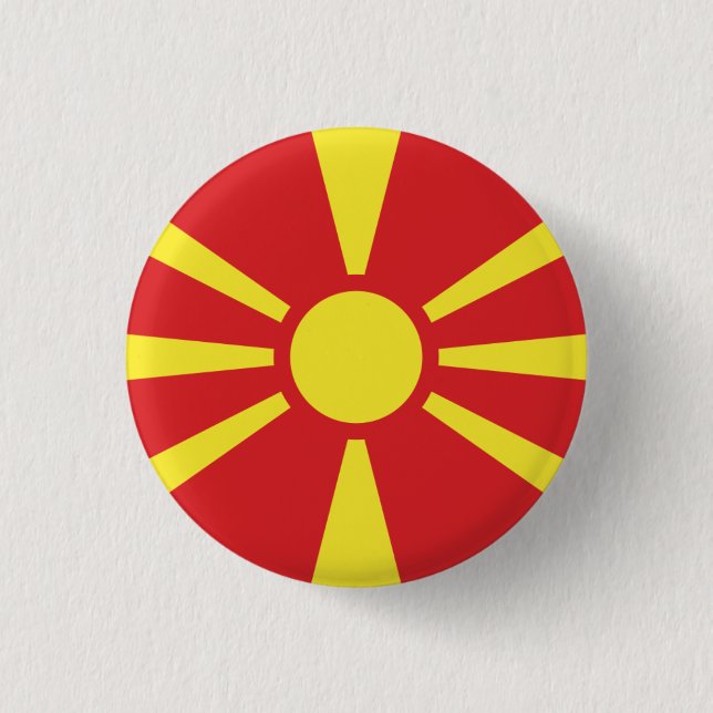 Makedonische Flagge, Flagge Nordmakedoniens Button (Vorderseite)