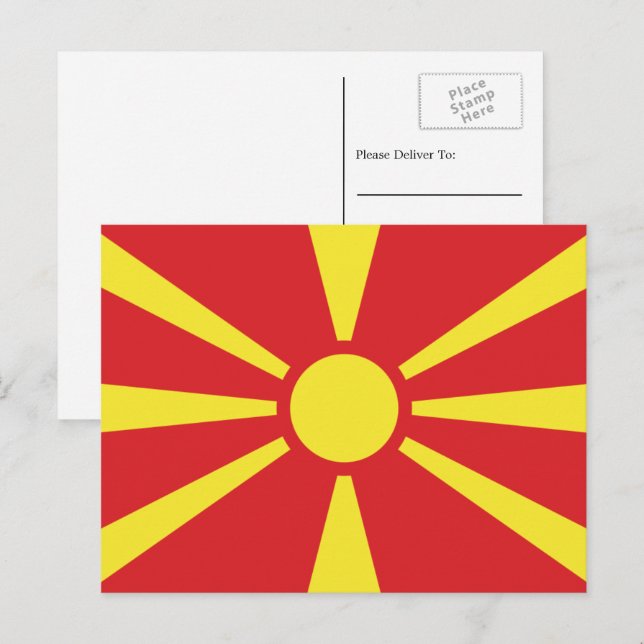 Makedonische Flagge, Flagge Nordmakedoniens Postkarte (Vorne/Hinten)