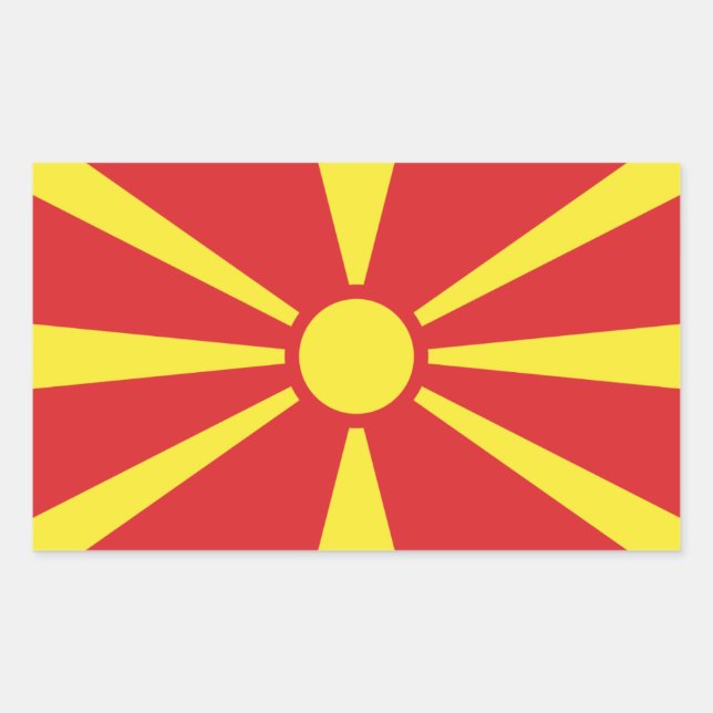 Makedonische Flagge, Flagge Nordmakedoniens Rechteckiger Aufkleber (Vorderseite)