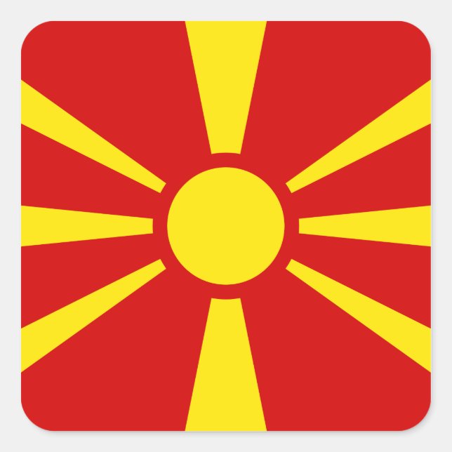 makedonische Flagge Quadratischer Aufkleber (Vorderseite)