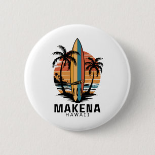 Makena Beach Hawaii Surfen Surfer Button
