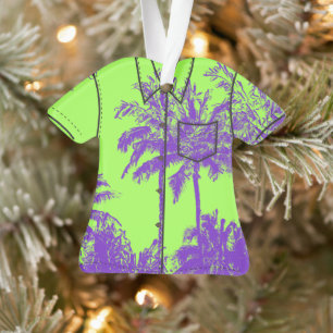 Makena Beach Hawaiian Sketchy Palms Aloha Hemd Ornament