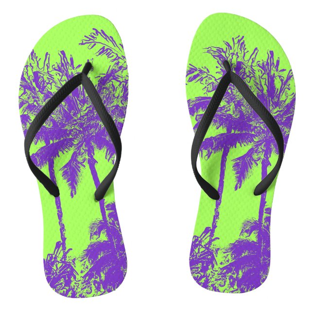 Makena Beach Hawaiian Sketchy Palms Flip Flops (Fußbett)