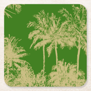 Makena Beach Hawaiian Sketchy Palms Rechteckiger Pappuntersetzer