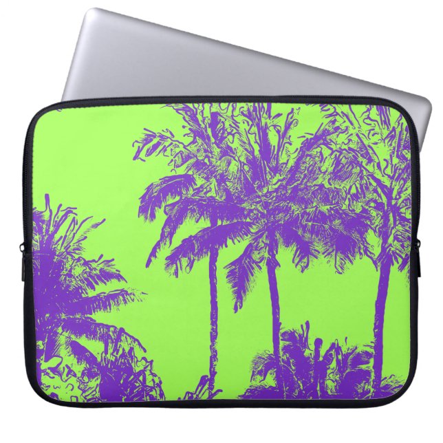 Makena Beach Hawaiian Sketchy Palms Wetsuit Laptopschutzhülle (Vorderseite)