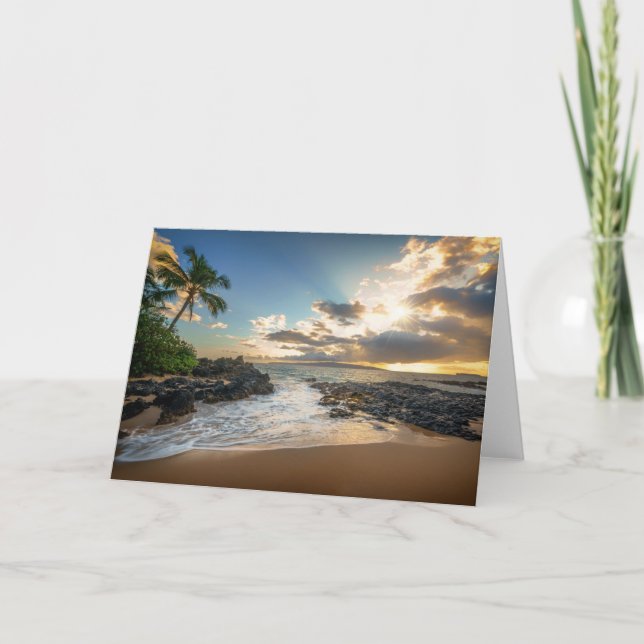 Makena Strand-Bucht-Sonnenuntergang Karte (Vorderseite)