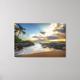 Makena Strand-Bucht-Sonnenuntergang Leinwanddruck