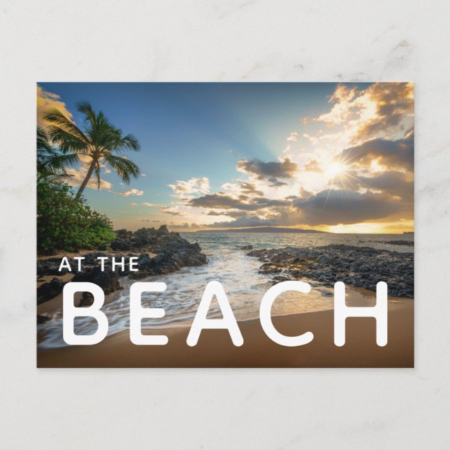 Makena Strand-Bucht-Sonnenuntergang Postkarte (Vorderseite)
