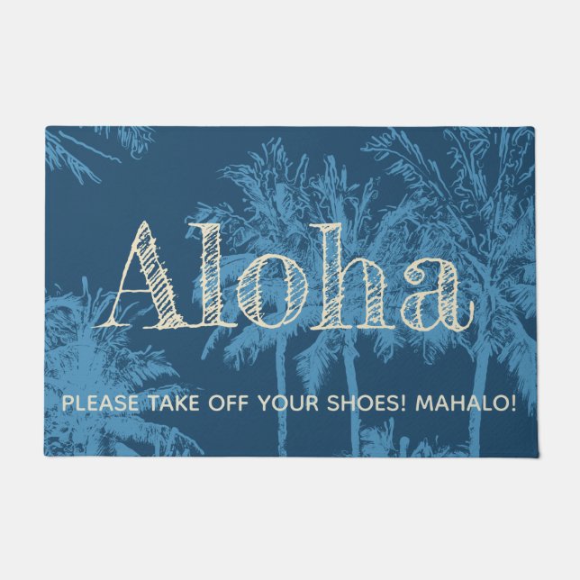 Makena Strand-hawaiische flüchtige Palmen Aloha Fußmatte (Vorderseite)