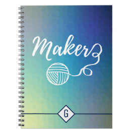 Maker Crafts Monogram Blue Gradient Geometric Notizblock