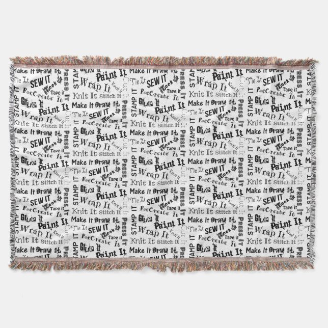 Maker Crafts Typografie Muster Decke (Vorderseite)