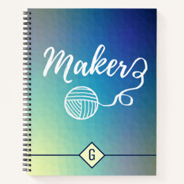 Maker Handwerk Typografie Blue Gradient Geometric Notizbuch