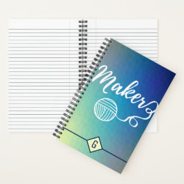 Maker Handwerk Typografie Blue Gradient Geometric Notizbuch