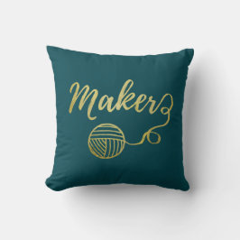 Maker Yarn Crafts Typografie Imitate Gold Aquamari Kissen