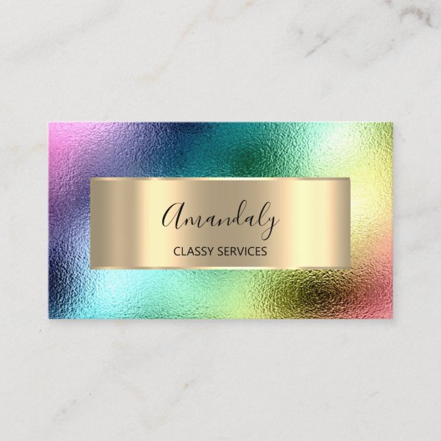 Makeup Affiliate Marketing Holographic Rainbow Visitenkarte (Vorderseite)