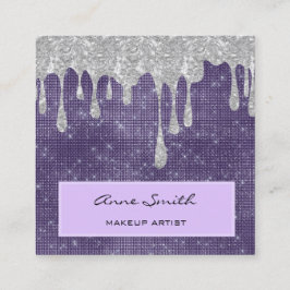 Makeup Artist Amethyst Silver Glitzer Drift Quadratische Visitenkarte