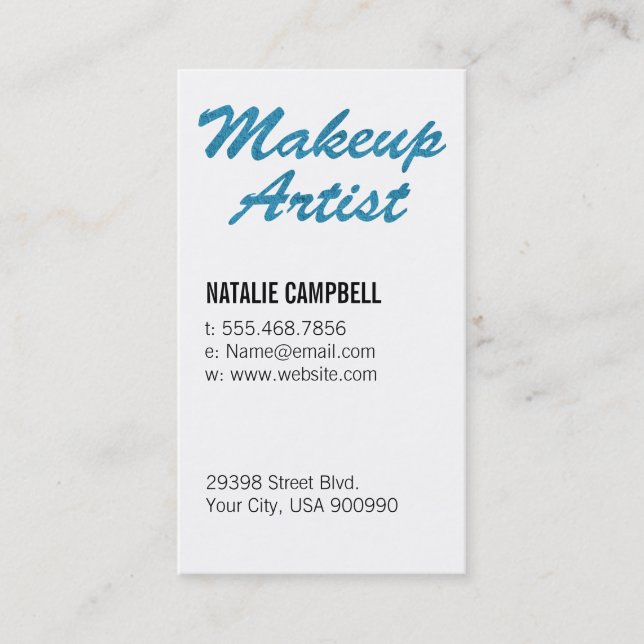 Makeup Artist / Aqua Blue Visitenkarte (Vorderseite)