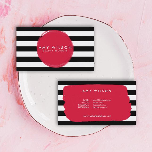 Makeup Artist Beauty Blogger Strip Social Media Visitenkarte (Von Creator hochgeladen)