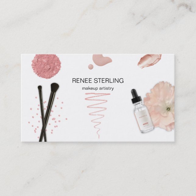 Makeup Artist Beauty Cosmetics Business Card Visitenkarte (Vorderseite)
