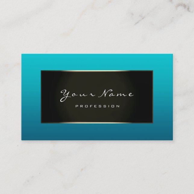 Makeup Artist Beauty Frame Blue Aquamarin Ombre Visitenkarte (Vorderseite)