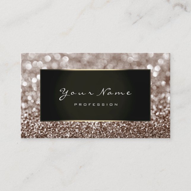 Makeup Artist Beauty Frame Elfenbeinbrauner Glitze Visitenkarte (Vorderseite)