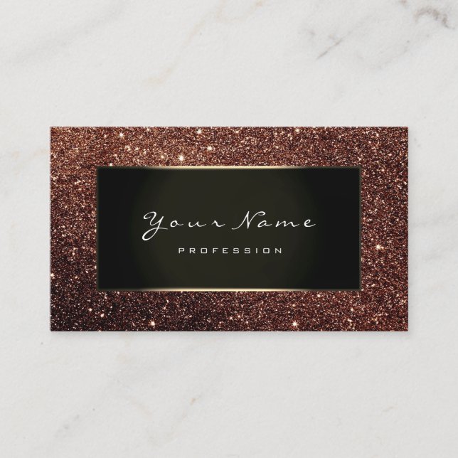 Makeup Artist Beauty Frame Schokolade Braun Glitze Visitenkarte (Vorderseite)