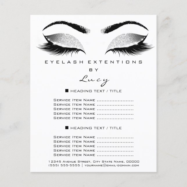Makeup Artist Beauty Glitzer Preis Schwarz-weiß Flyer (Vorne)