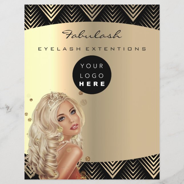 Makeup Artist Beauty Gold Black Logo Haare Preise Flyer (Hinten)