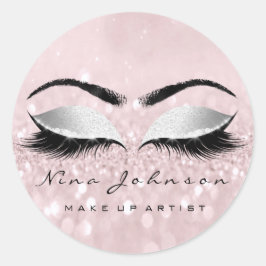 Makeup Artist Beauty Grey Pink Eye Glitzer Lashes Runder Aufkleber