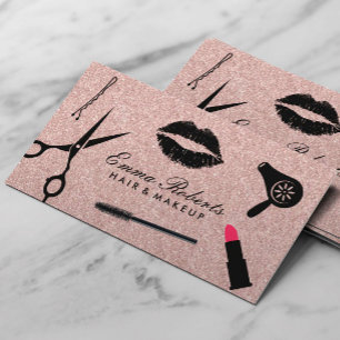 Makeup Artist Beauty Hair Salon Rose Gold Glitzer Visitenkarte