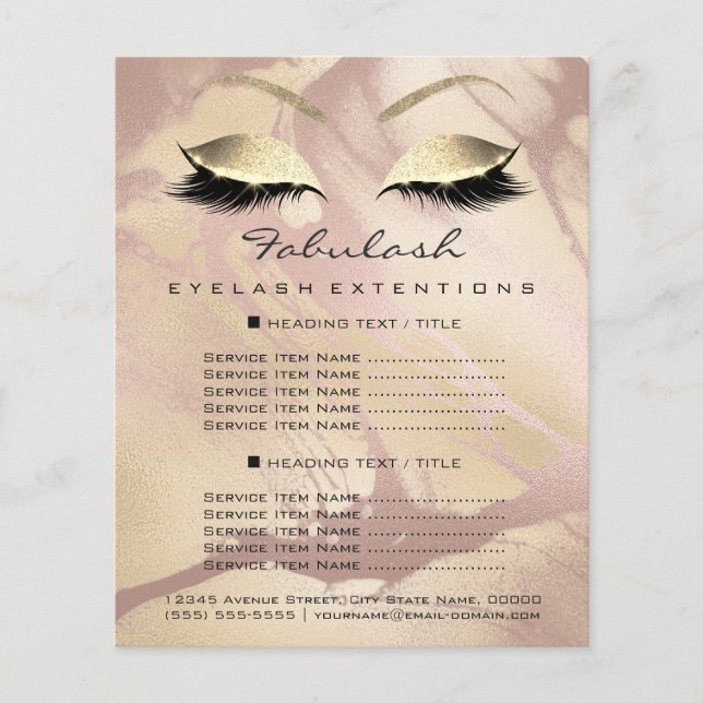 Makeup Artist Beauty Lash Gold Glitzer Flyer Marbl (Vorne)