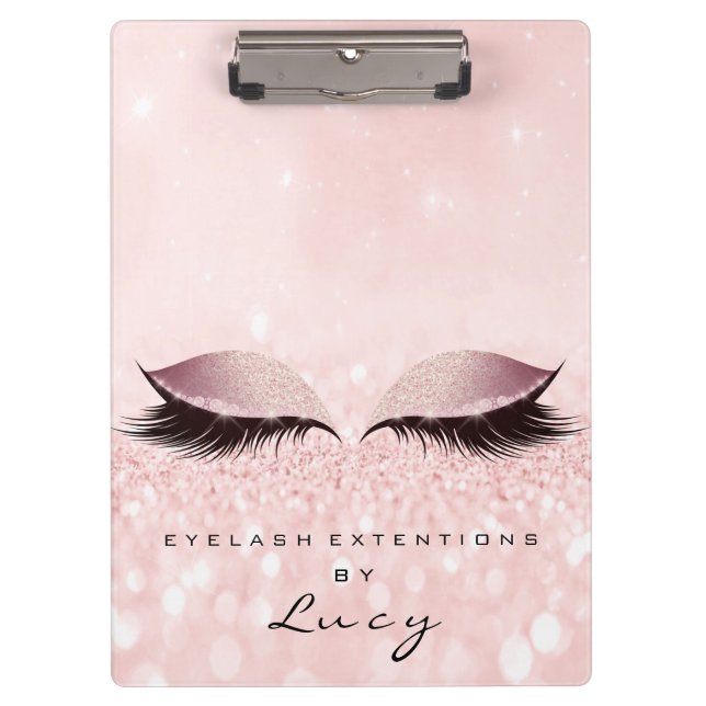 Makeup Artist Beauty Lashes Glitzer Pink Eyes Klemmbrett (Vorderseite)